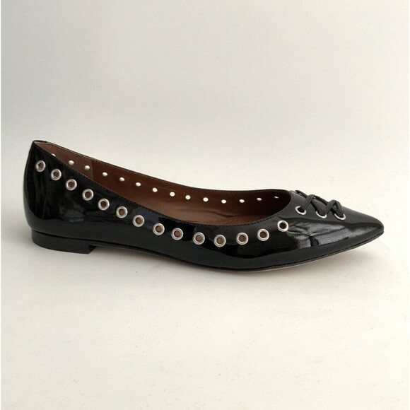 Coach Flats 6M Black All Leather Point-toe Lace-up Front Breathable Grommet - Picture 2 of 12